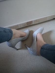 pic of shiny silver heels 